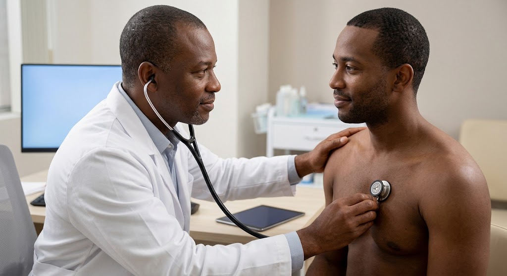 doctor examining a patient heart