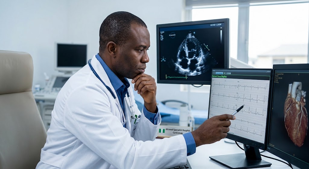 doctor reviewing patient cardio data